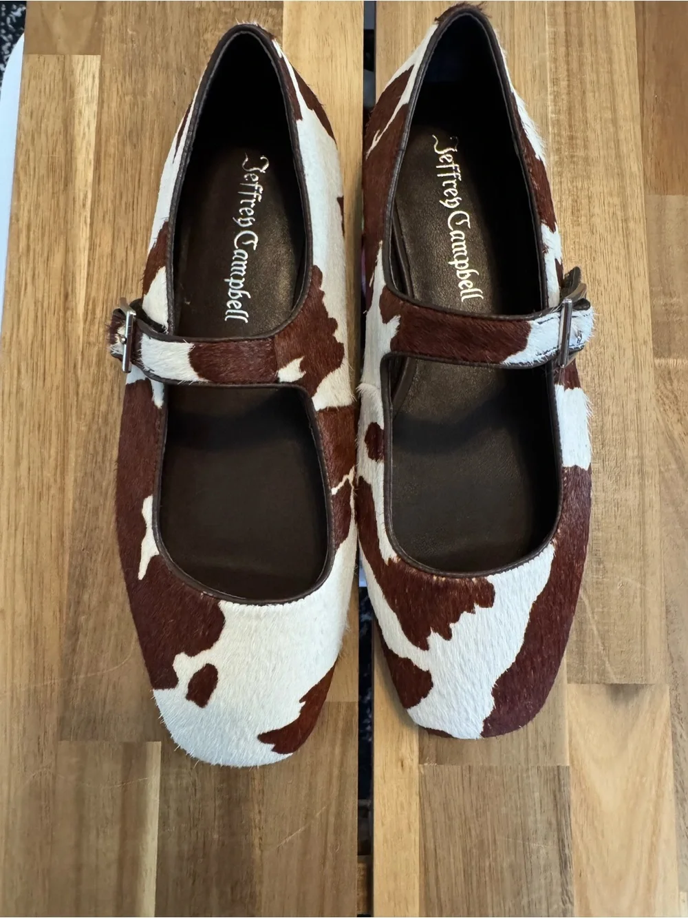 Jeffrey Campbell x Anthropologie Elise Calf Hair Mary Jane Flats NEW - Picture 2 of 6